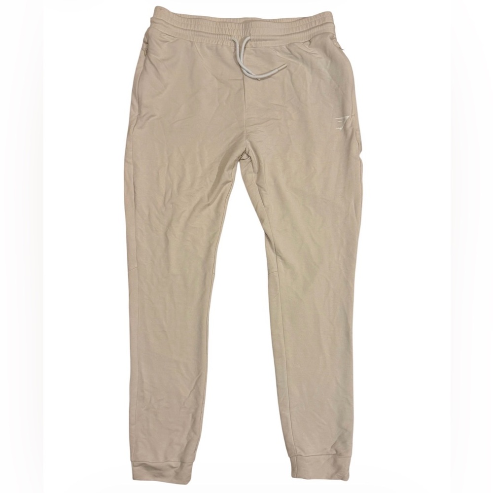 Men's Beige Jogger Pants - Casual Drawstring Sweatpants